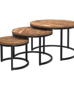Darsh 3pc Coffee Table Set in Natural and Black