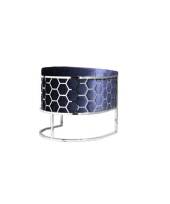 Alternative view of HONEYCOMB Accent Chair GY-AC-8148, Blue velvet, Polished steel frame