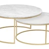 AMELIA Nesting Coffee Tables (set of 2) Marble top Gold finish