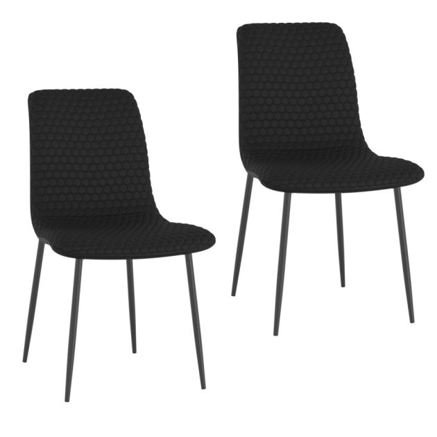 Brixx Dining Chair, Set of 2, in Black Faux Leather and Black - Image 3