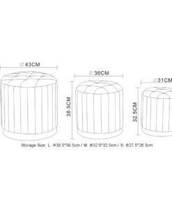 Alternative view of Lexi 3pc Round Storage Ottoman Set in Beige and Black