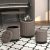 Alternative view of Lexi 3pc Round Storage Ottoman Set in Warm Grey and Black
