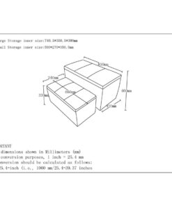 Alternative view of Levi 2pc Rectangular Storage Ottoman Bench Set in Beige Fabric