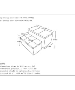 Alternative view of Levi 2pc Rectangular Storage Ottoman Bench Set in Light Grey Fabric