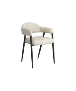 Archer Dining Chair, Set of 2, in Beige Fabric and Black