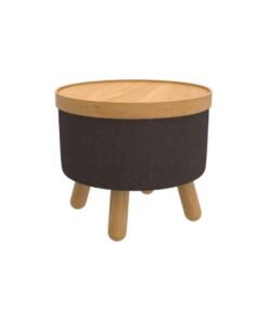 Betsy Round Storage Ottoman with Tray in Charcoal and Natural