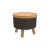 Betsy Round Storage Ottoman with Tray in Charcoal and Natural