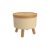 Betsy Round Storage Ottoman with Tray in Beige and Natural