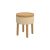 Polly Round Storage Ottoman with Tray in Beige and Natural
