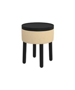 Polly Round Storage Ottoman with Tray in Beige and Black