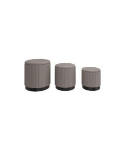 Lexi 3pc Round Storage Ottoman Set in Warm Grey and Black