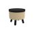 Betsy Round Storage Ottoman with Tray in Beige and Black