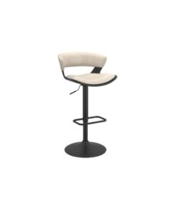 Rover Adjustable Air Lift Stool in Ivory and Black