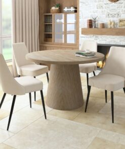 Godiva/Koda 5pc Dining Set in Ivory with Beige Chair