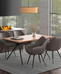 Bronx/Talon 5pc Dining Set in Natural Table with Charcoal Chair