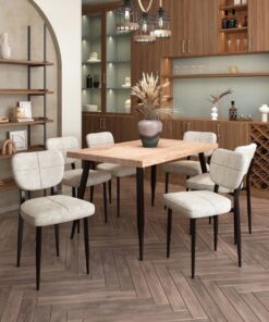 Vesta/Zeke 7pc Dining Set in Natural Table with Beige Chair