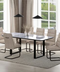 Gavin/Brodi 7pc Dining Set in Black Table with Beige Chair