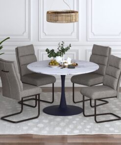 Zilo/Brodi 5pc Dining Set in Black Table with Charcoal Chair