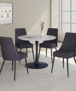 Zilo/Koda 5pc Dining Set in Black Table with Charcoal Chair