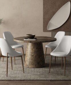 Alternative view of Godiva Round Pedestal Table in Grey Stone