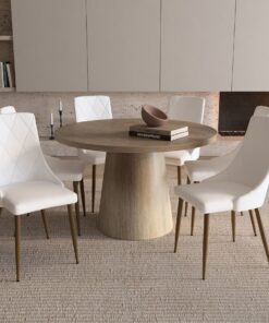 Alternative view of Godiva Round Pedestal Table in Ivory Stone