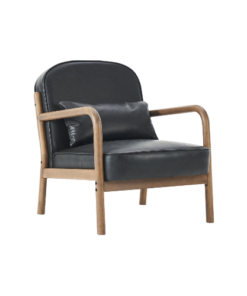 Fani Accent Chair, Faux Leather in Black and Walnut