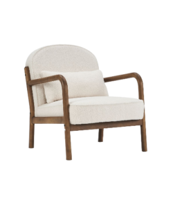 Fani Accent Chair, Fabric in White Boucle and Walnut
