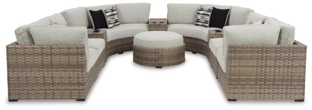 Calworth Outdoor 9-Piece Sectional with Ottoman - Image 2