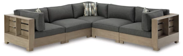 Citrine Park 5-Piece Outdoor Sectional with Ottoman - Image 2