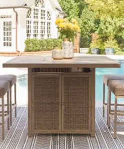 Walton Bridge Outdoor Bar Table with Fire Pit