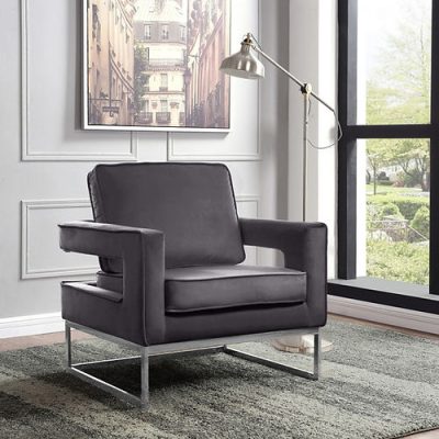 Accent Chair with Silver Metal Frame