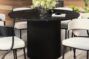 Jilsa Round Black Dining Table