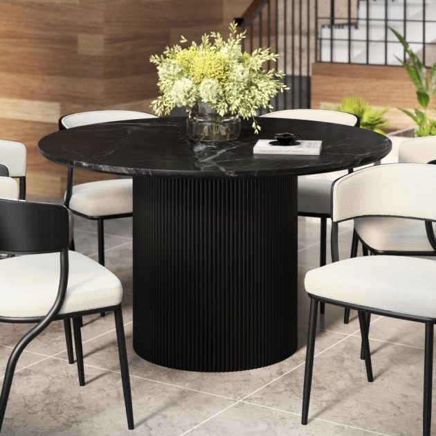 Jilsa Round Black Dining Table