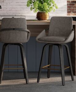 Alternative view of Parker Counter Stool Fabric & Black Set of 2