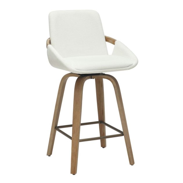 Parker Counter Stool Fabric & Whitewash Set of 2