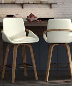 Alternative view of Parker Counter Stool Fabric & Whitewash Set of 2