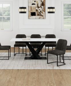 Julius/Dario White Charcoal 7pc Dining Set