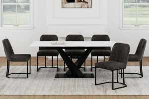 Julius/Dario White Charcoal 7pc Dining Set