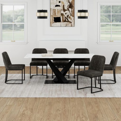 Julius/Dario White Charcoal 7pc Dining Set