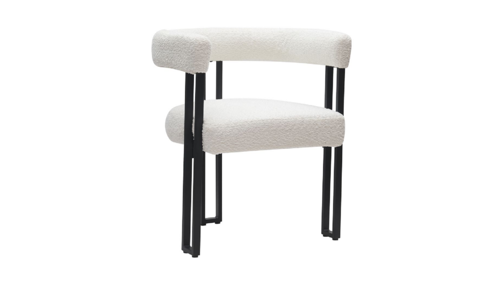 Scarlet Dining Chair, set of 2, in Ivory Boucle and Black