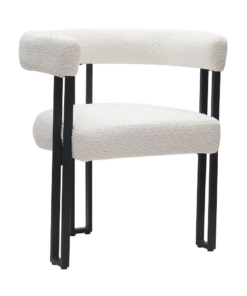 Scarlet Dining Chair, set of 2, in Ivory Boucle and Black