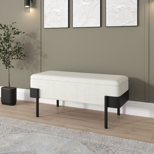 Alternative view of Odell Ivory & Black Storage Bench