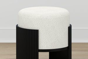 Kiraz Ivory & Black Round Ottoman