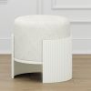 Kiraz Ivory & White Round Ottoman