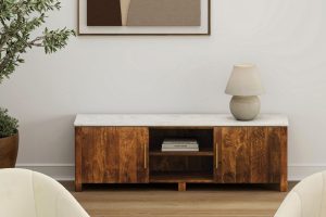 Camden White & Walnut Media Cabinet