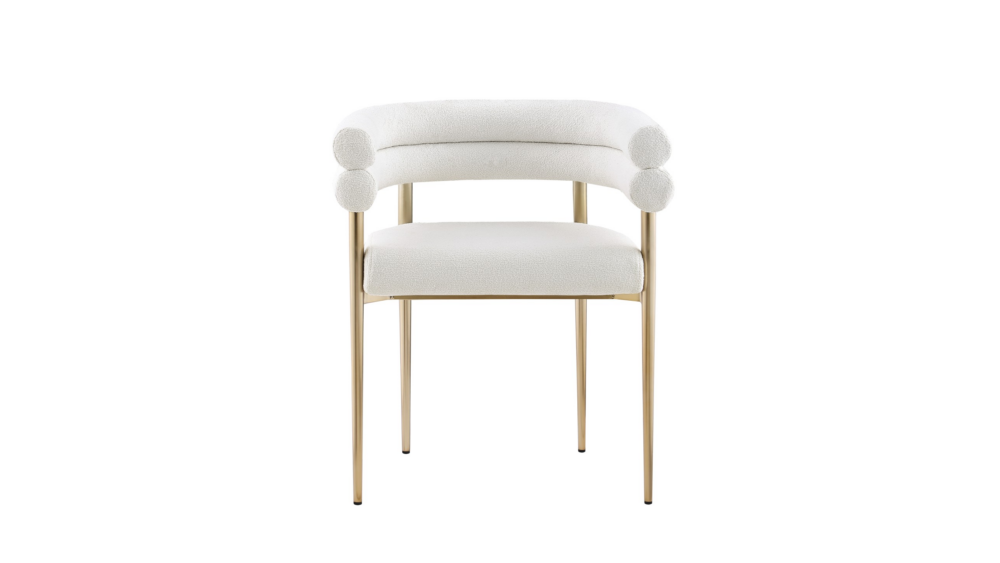 DINING CHAIR SET OF 2 - CREAM/GOLD