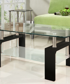 Contemporary Glass Coffee Table with Black Base
