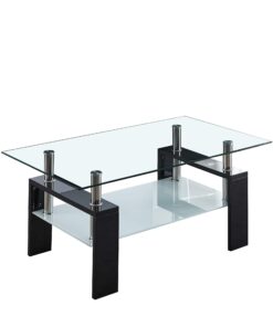 Glass Coffee Table with Espresso & Chrome Legs