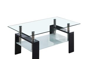 Glass Coffee Table with Espresso & Chrome Legs