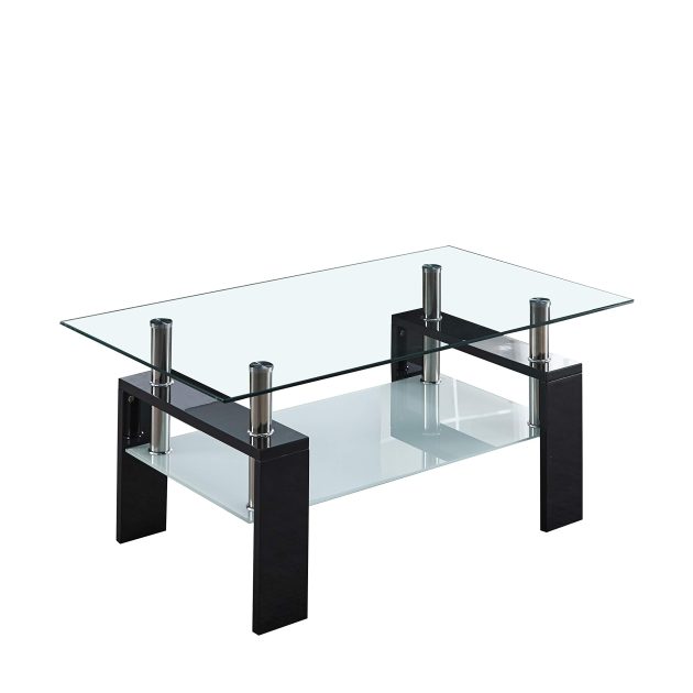 Glass Coffee Table with Espresso & Chrome Legs